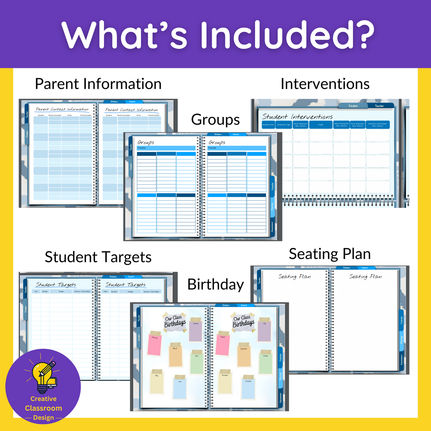 Interactive Digital Planner Blue | Undated, Reusable, Compatible with iPad & Tablets