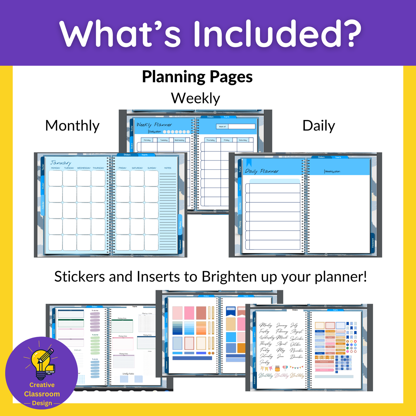 Interactive Digital Planner Blue | Undated, Reusable, Compatible with iPad & Tablets