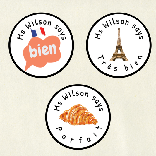 Personalised French Language Reward Stickers (Set 1) | 6 Colours & 10 Scents | Smelly Stickers