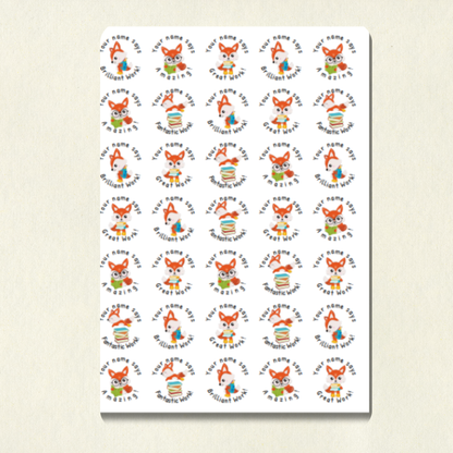 Personalised Fox Reward Stickers | 6 Colours & 10 Scents | Smelly Stickers