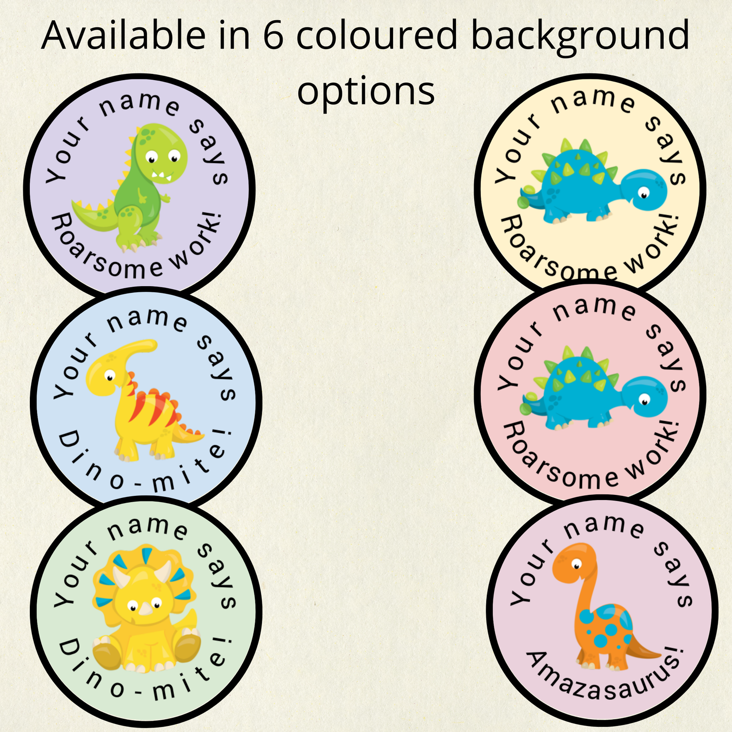 Personalised Dinosaur Pun Reward Stickers | 6 Colours & 10 Scents | Smelly Stickers
