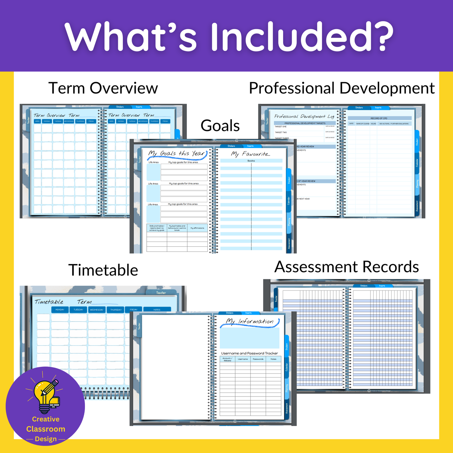 Interactive Digital Planner Blue | Undated, Reusable, Compatible with iPad & Tablets